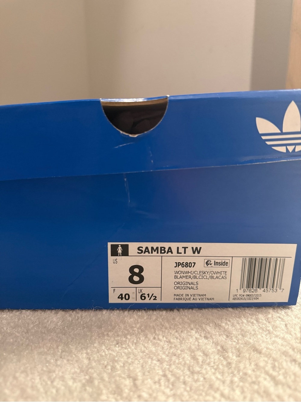 adidas Samba Cream with Light Blue Stripes - Picture 5 of 6
